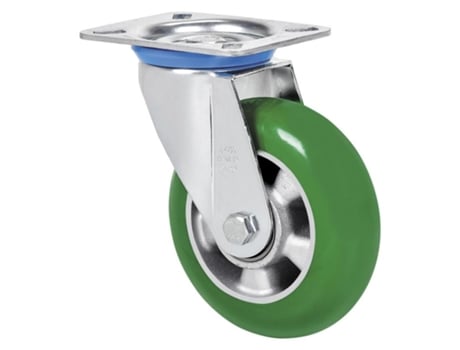 Rueda giratora placa 10zv200-auagb aluminio-poliur.verde eje bolas balona ALEX