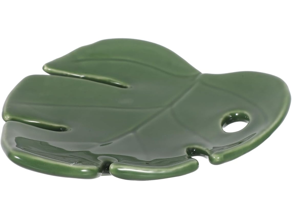 Bandeja De Cerámica Para Joyas Con Forma De Hoja De Monstera, Bandeja Decorativa Grande Para Almacenamiento.