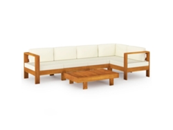 Conjunto 6 Muebles de jardín VIDAXL cojines blanco crema madera de acacia