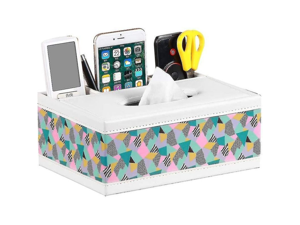 Soporte Rectangular Para Papel Higiénico De Piel Sintética Con Compartimento Para Mando A Distancia.