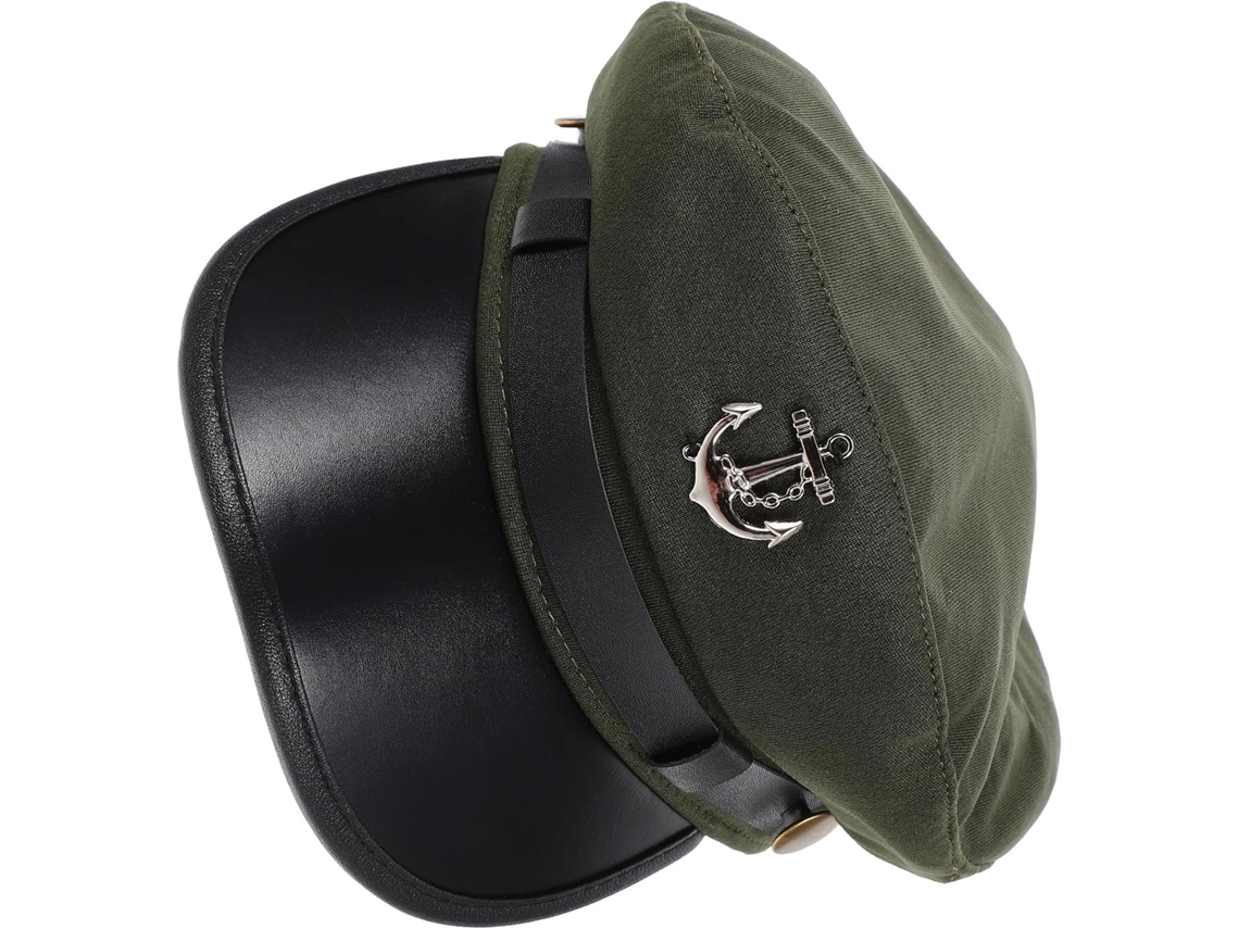 Sombrero De Capitán Para Cosplay Clásico En Cuero Verde Y Algodón, Accesorio Práctico Para Fiestas Y