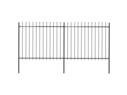 Valla de jardín con punta de lanza, 3,4 x 1,5 m, acero negro, DKD HOME DECOR