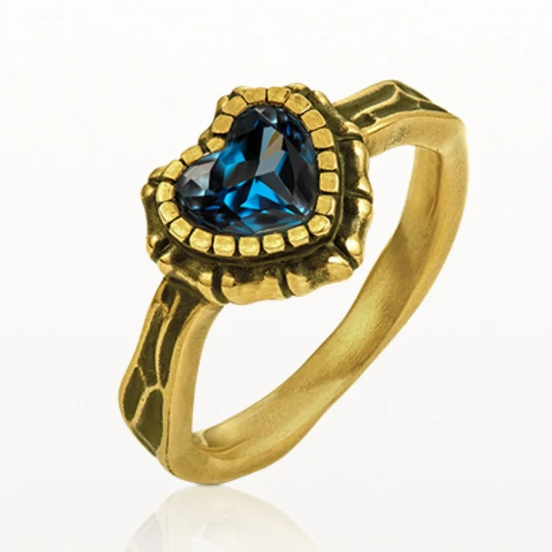 Anillo Corazón Océano Atlántida, en oro, engastado con circonita azul. MDUG