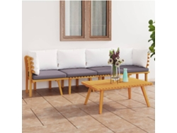Conjunto de jardín de 4 piezas DKD Home Decor con cojines de acacia maciza