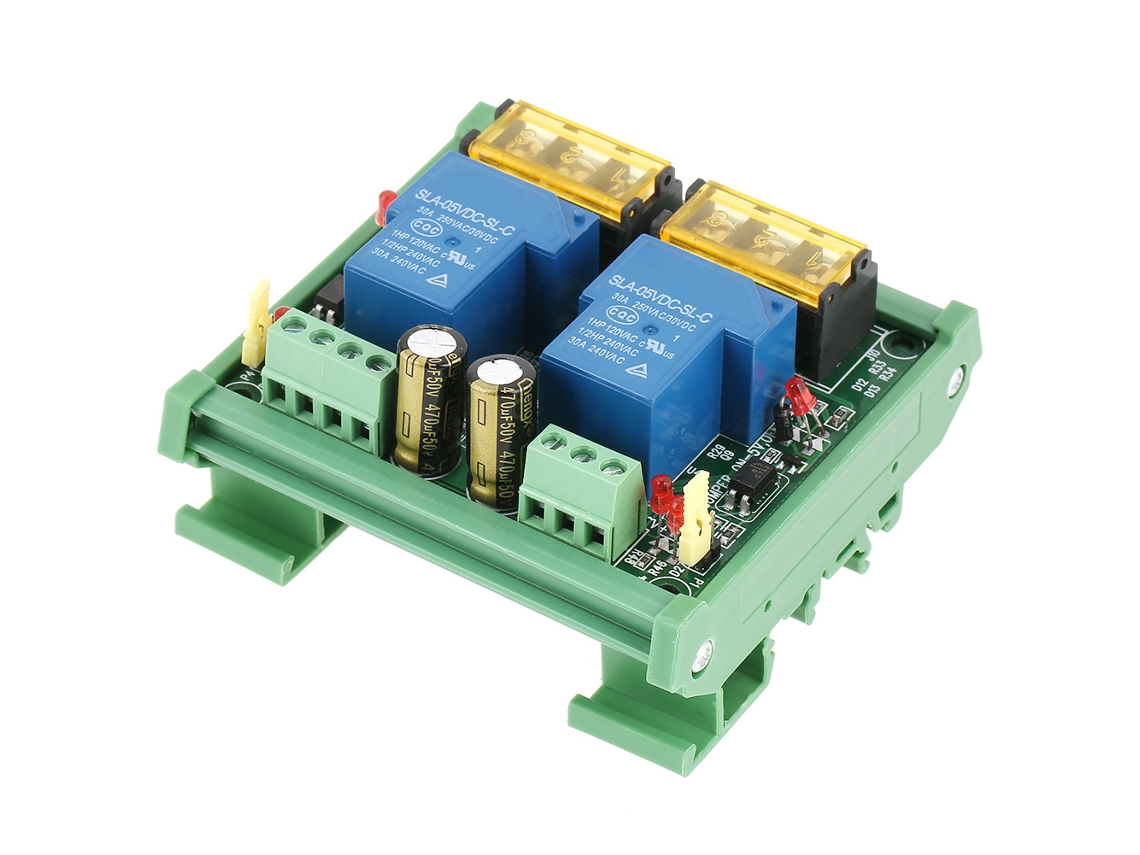 Módulo De Relé De 2 Canales De Alta Potencia (5v-24v, 30a) Para Plc/mcu Con Aislamiento Óptico.