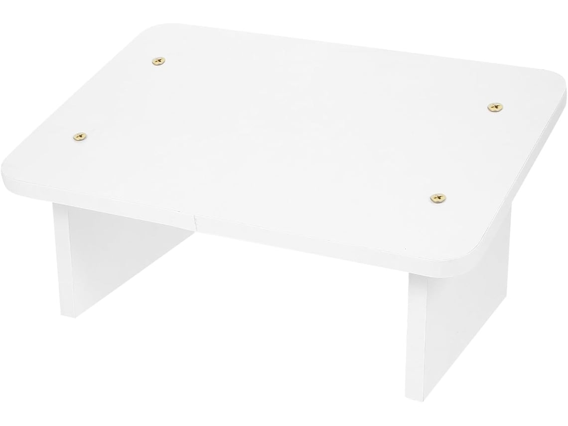 Reposapiés Inclinado Antifatiga, 30 Cm, Color Blanco Cálido, Madera Resistente, Para Oficina.