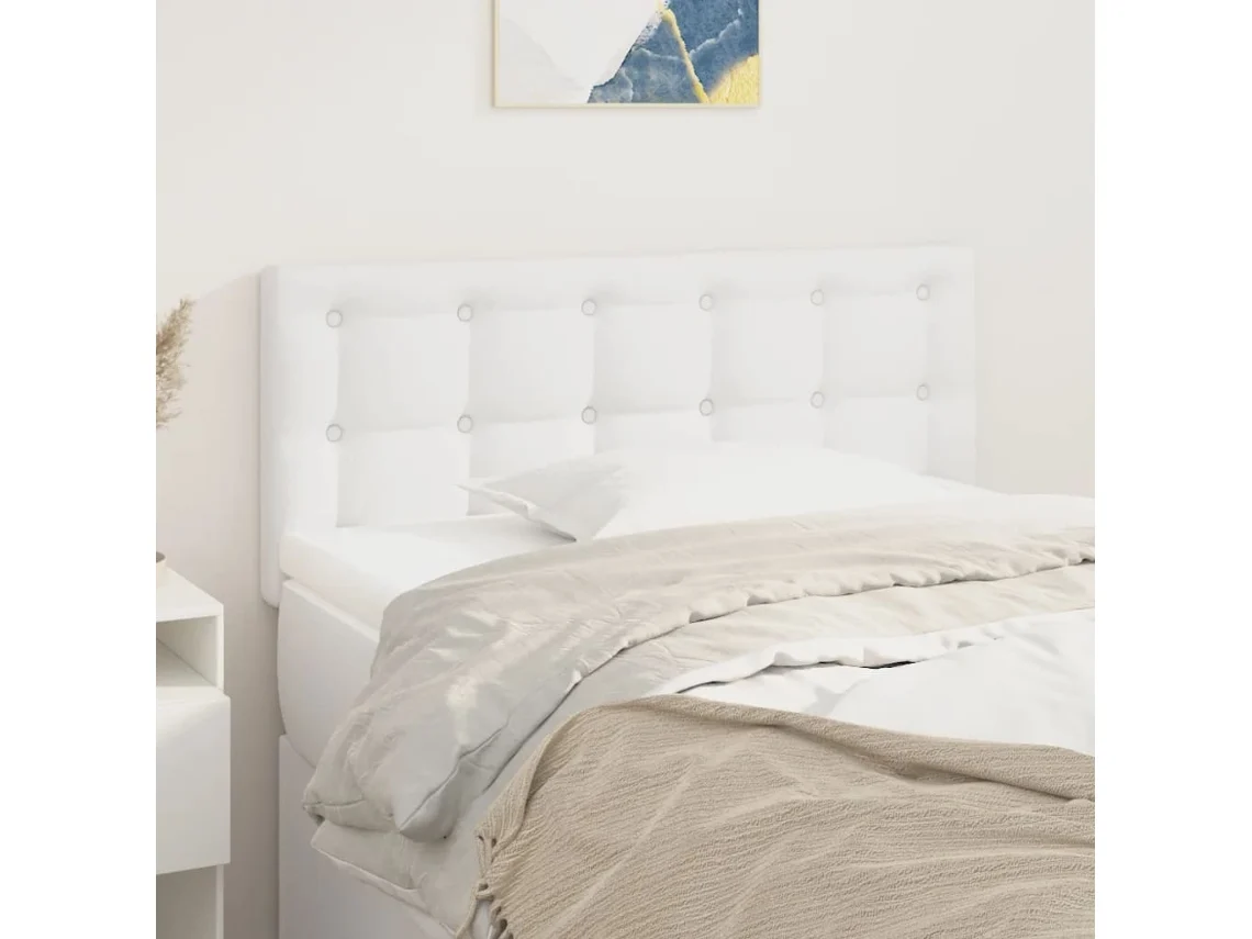 Cabecero De Cuero Sintético Blanco 100x5x78/88 Cm