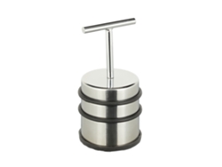 Relaxdays Tope Puerta Con Asa, Puertas Y Ventanas, Alto, Redondo, Interior, Acero Inoxidable, Goma, 7 Cm Ø, Plateado