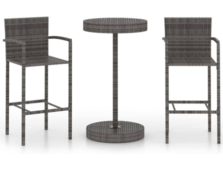 Conjunto 3 Conjunto de bar para jardín VIDAXL ratán sintético gris