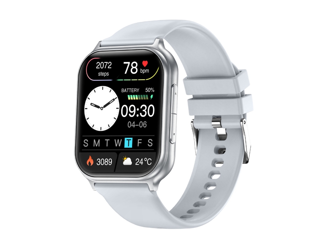 Smartwatch MDUG com bateria de longa duração, Bluetooth, notificações de chamadas e mensagens (prateado)