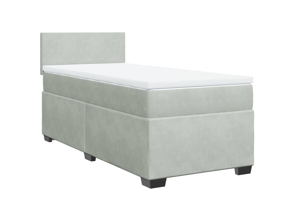 Maison Exclusive - Cama Box Spring Con Colchón Terciopelo Gris Claro 90x190 Cm