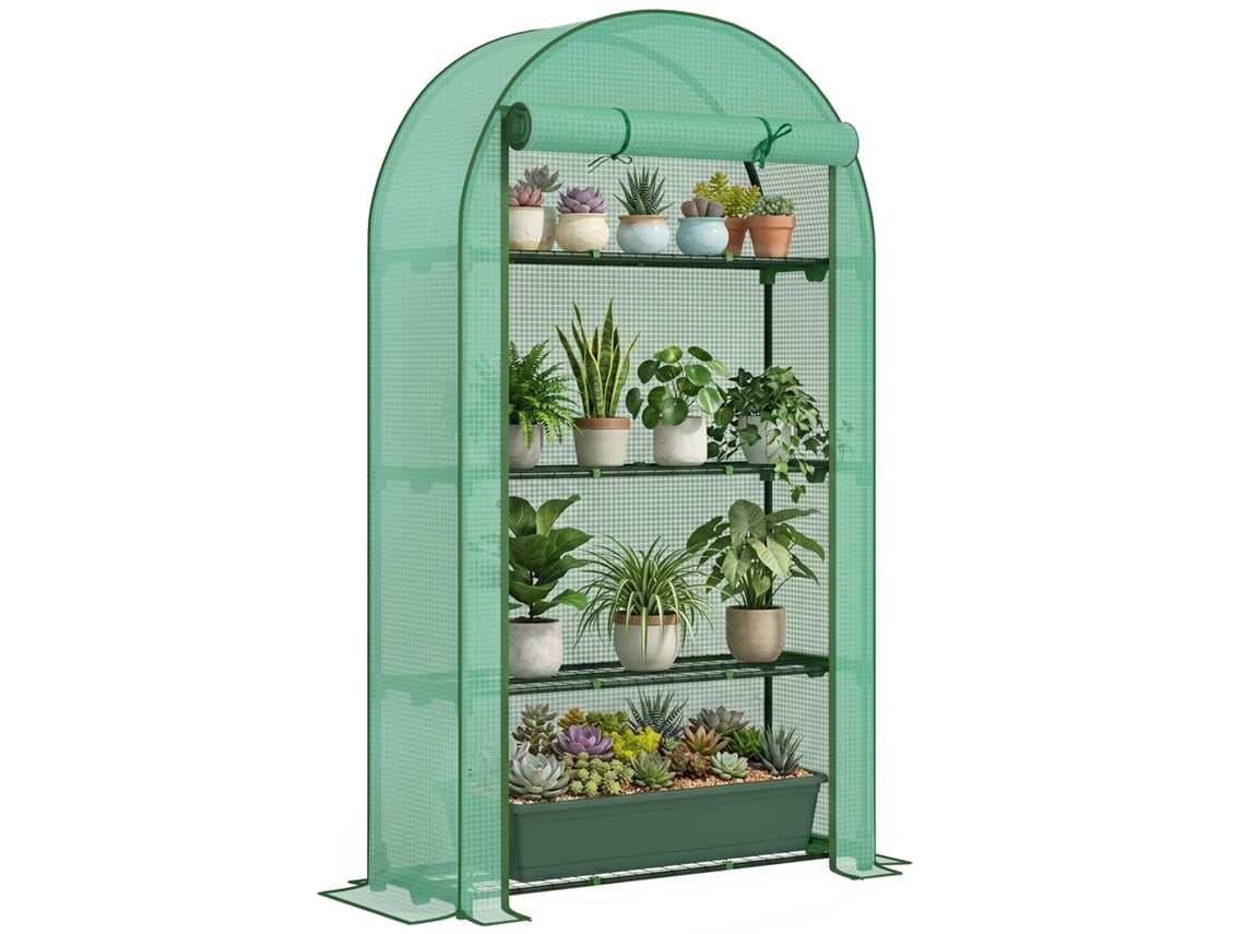 Estufa 4 Prateleiras 105x45x160cm Porta Enrolar Verde
