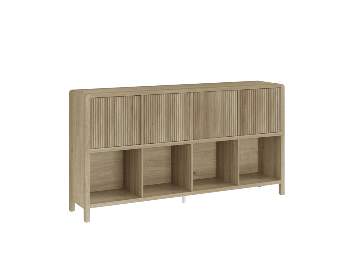Aparador Lukkodso con 8 compartimentos 77x145x30 cm Roble claro medio pt.casa