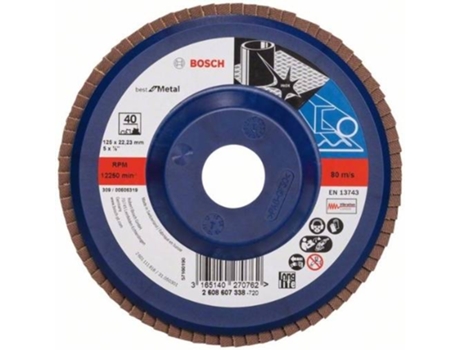 Disco de Lija BOSCH en Lamelas X571 - Best para Metal D= 115 mm; G= 60 - Recto