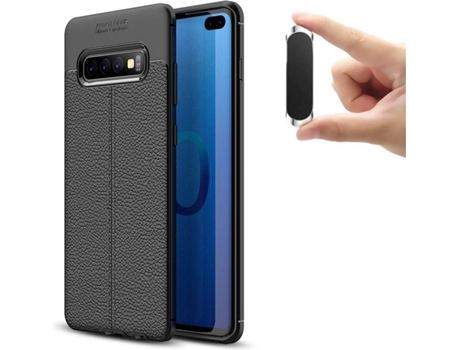 Carcasa y Soporte Samsung S10 Plus Rugged Leather Negro