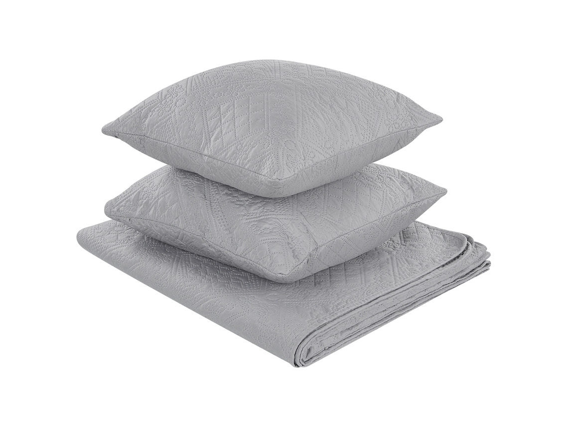 Colcha BELIANI Alamut (Gris - 220x160x2 cm - Poliéster)