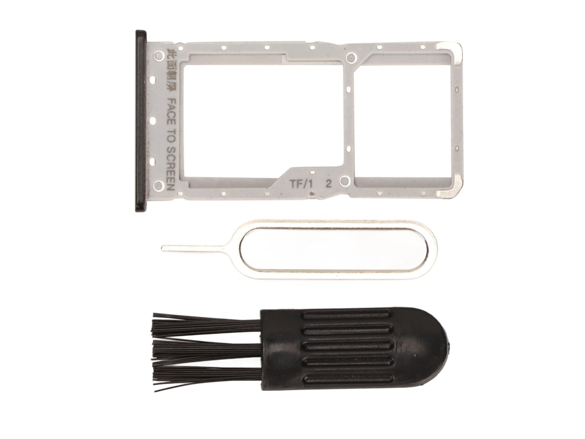 Bandeja Para Tarjeta Sim Y Ranura De Almacenamiento Para Xiaomi Redmi Note 6/note 6 Pro, Color Negro, Con Pasador Y Cepillo.