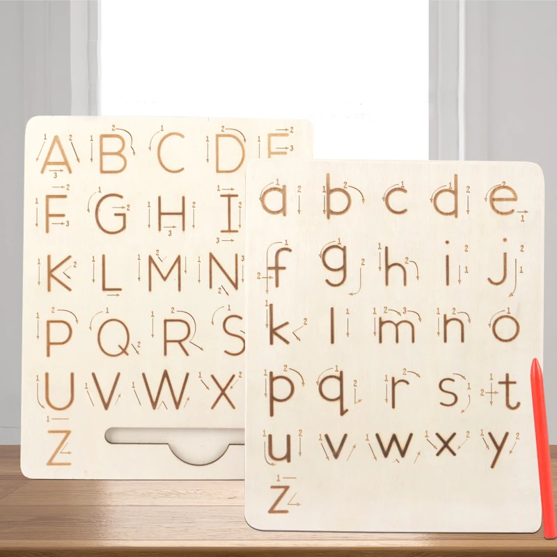 Exercícios De Escrita Para Crianças Madeira Word Board Alphanumérique Handwriting Track, Copyshop Groove Montessori Toys