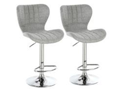 VPMKP - Conjunto de 2 taburetes de bar Homcom diseño contemporáneo, altura ajustable 59-81 cm, giro 360°, lino gris PMM CAPITALI