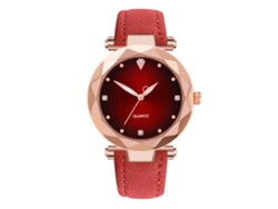 Reloj De Pulsera Para Mujer Cuero Pu Cuarzo Simple Corte Rojo