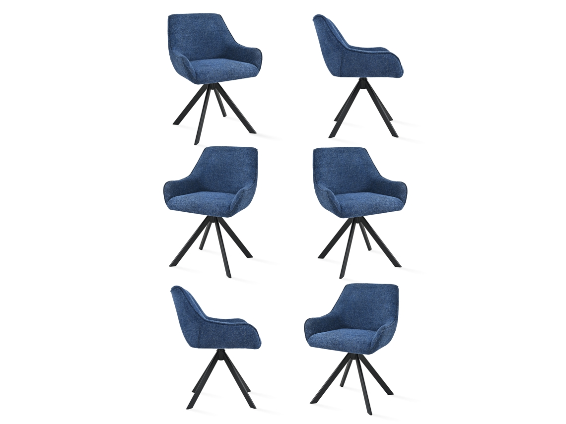 Sillas De Comedor Goeurvant 1178(pack De 6, Azul, Chenilla)