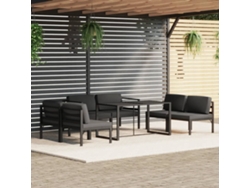 7 Piezas Conjunto Lounge Jardim Com Aluminio Antracita Dkd Home Decor