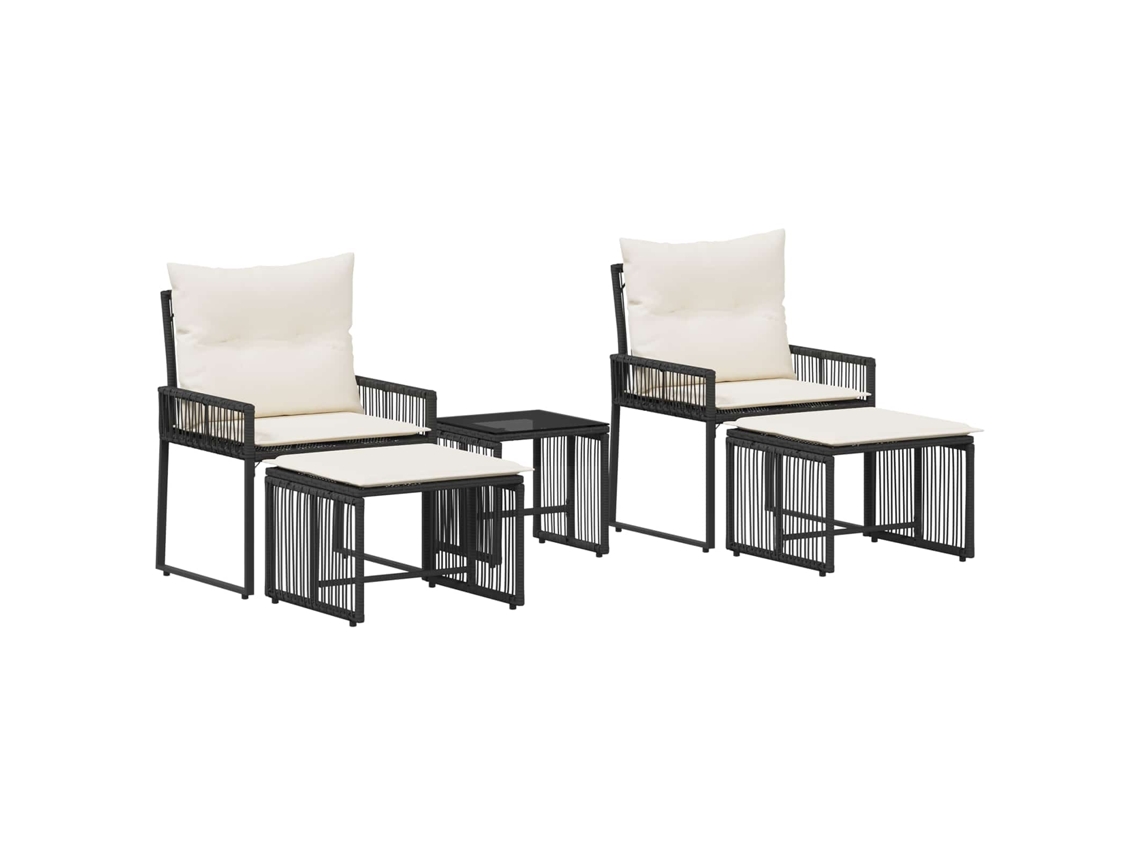 Maison Exclusive - Juego De Muebles De Exterior Con Cojín 11 Pcs Negro Y Crema
