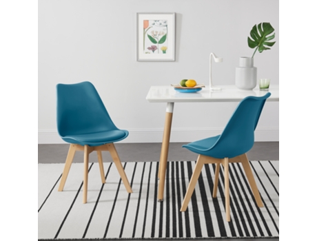 Juego de Sillas de Comedor [EN.CASA] Turquesa (Cuero sintético, Haya - 81 x 49 x 57 cm)