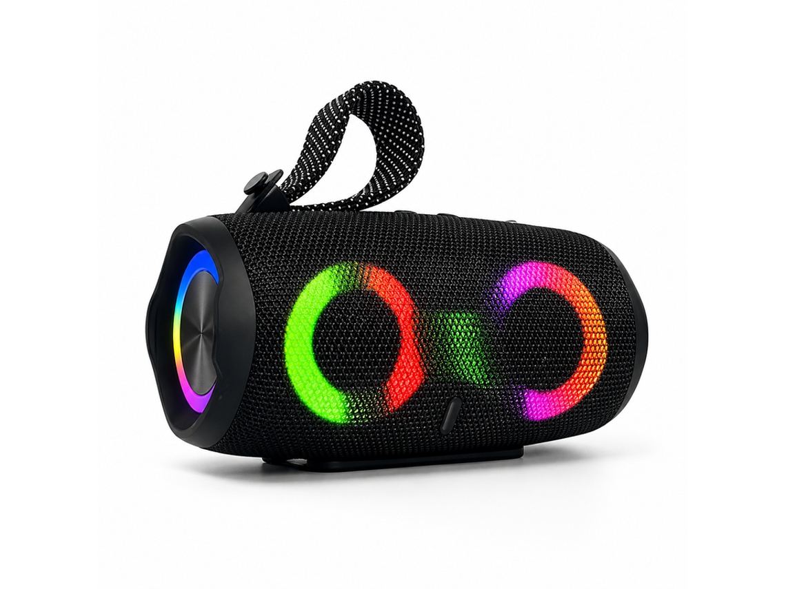 Coluna Bluetooth Portátil Com Iluminação Led 1200 Mah 10w Kimiso Charge6 Rgb Preto