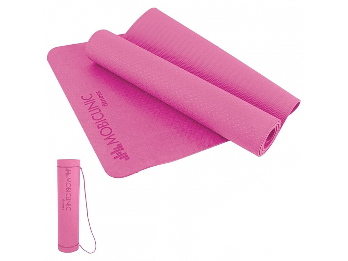 Esterilla de Yoga Profesional MOBICLINIC Flexible Antideslizante EY-01 Lavable Ecológico TPE Rosa (181x61x0,6 cm)