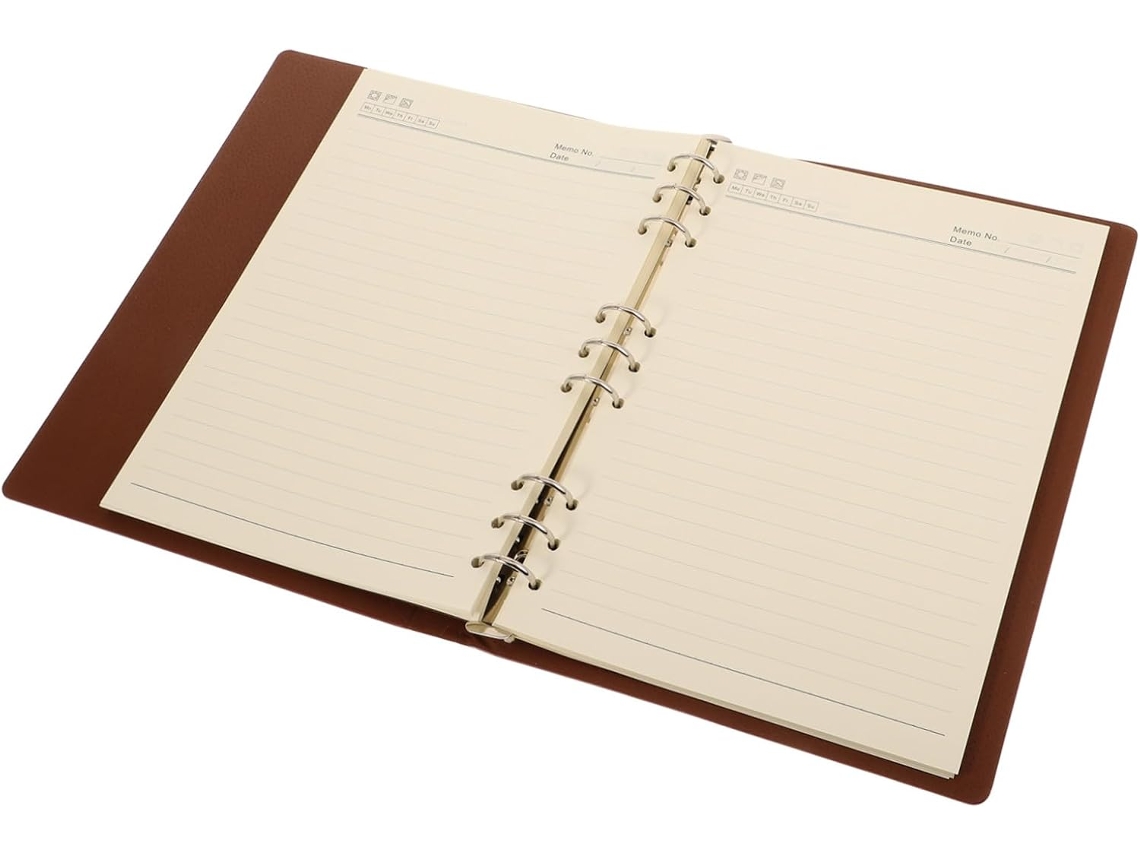 Cuaderno De Cuero Con Anillas, Recargable, Para Escribir Y Organizar, Agenda Ligera.