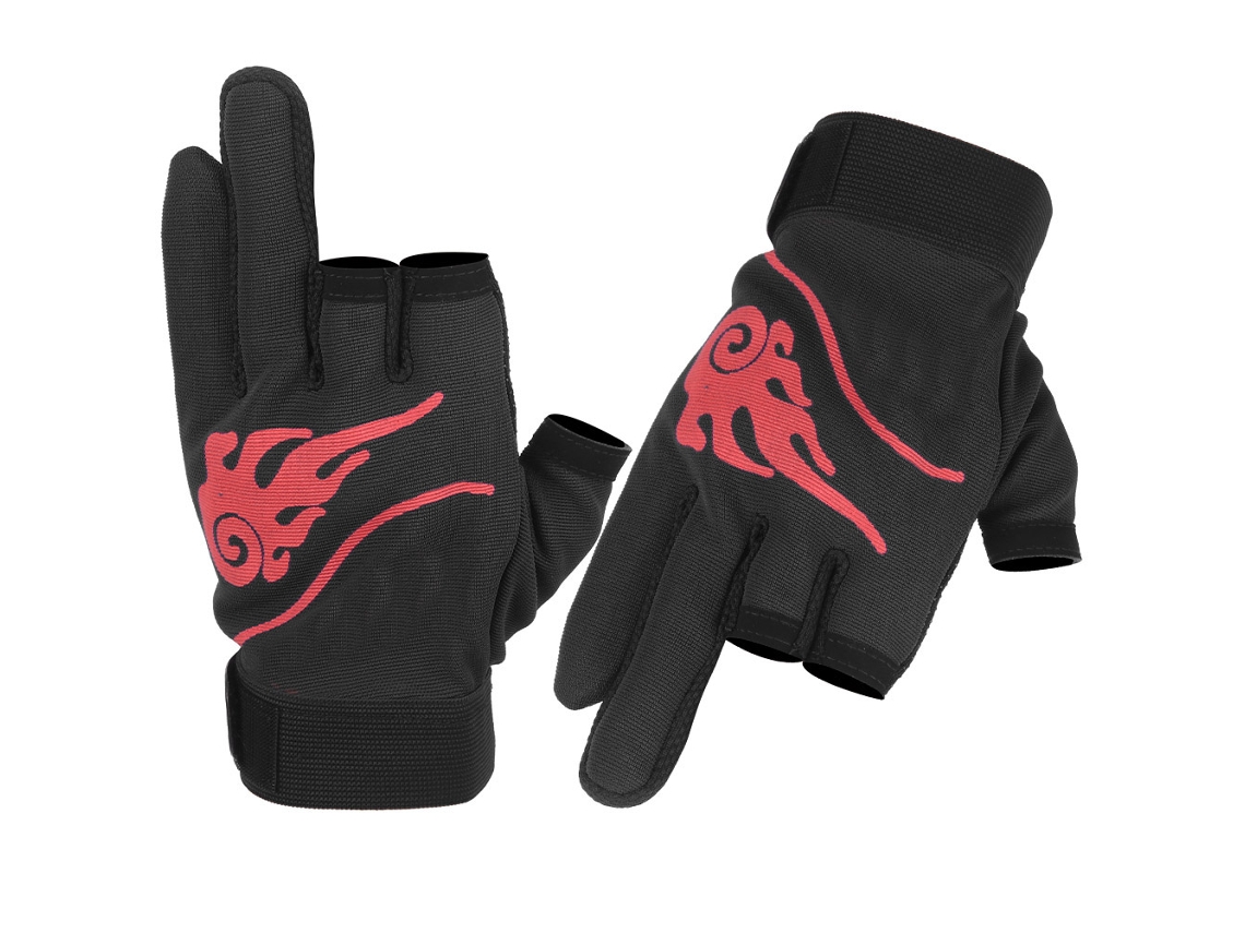 Guantes de pesca negros antideslizantes de 3 dedos