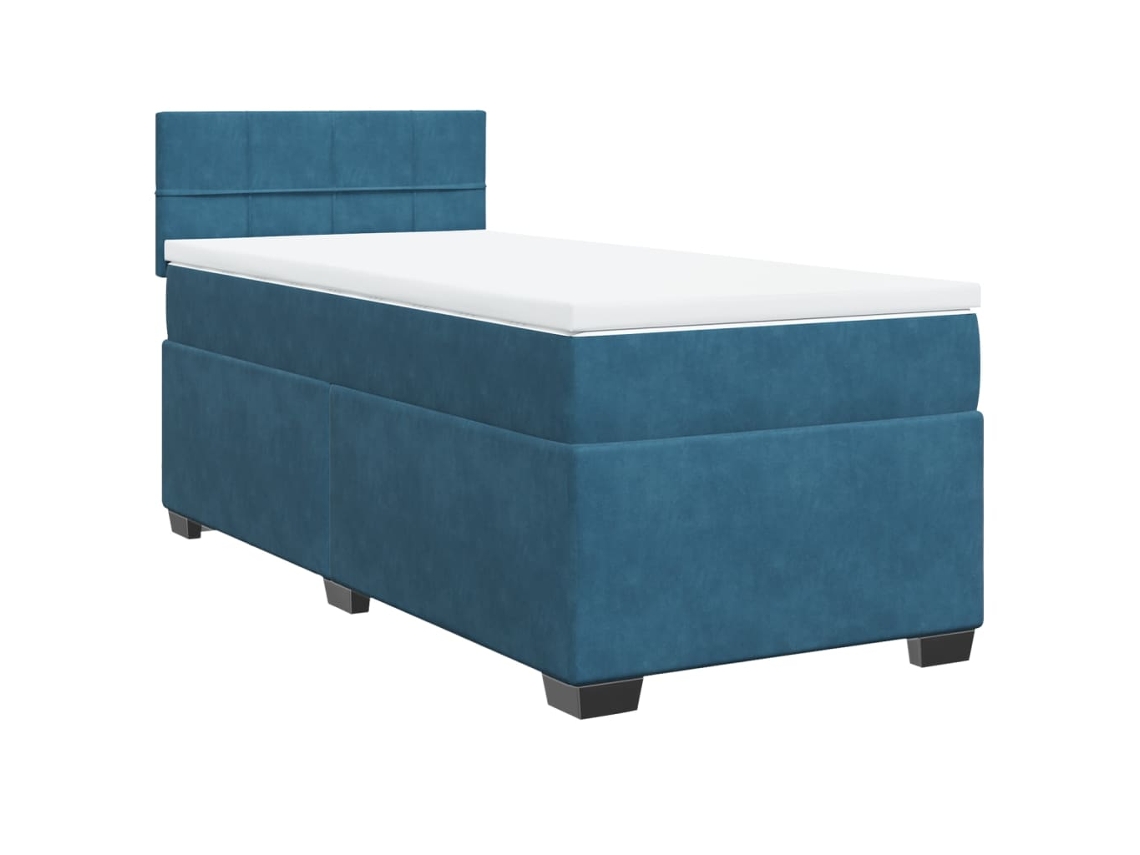 Maison Exclusive - Cama Box Spring Con Colchón Terciopelo Azul Oscuro 90x200 Cm