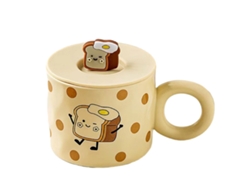 Taza Panda de 450 ml, taza de silicona de alto valor con tapa, taza de cerámica para niñas NEVEANCE