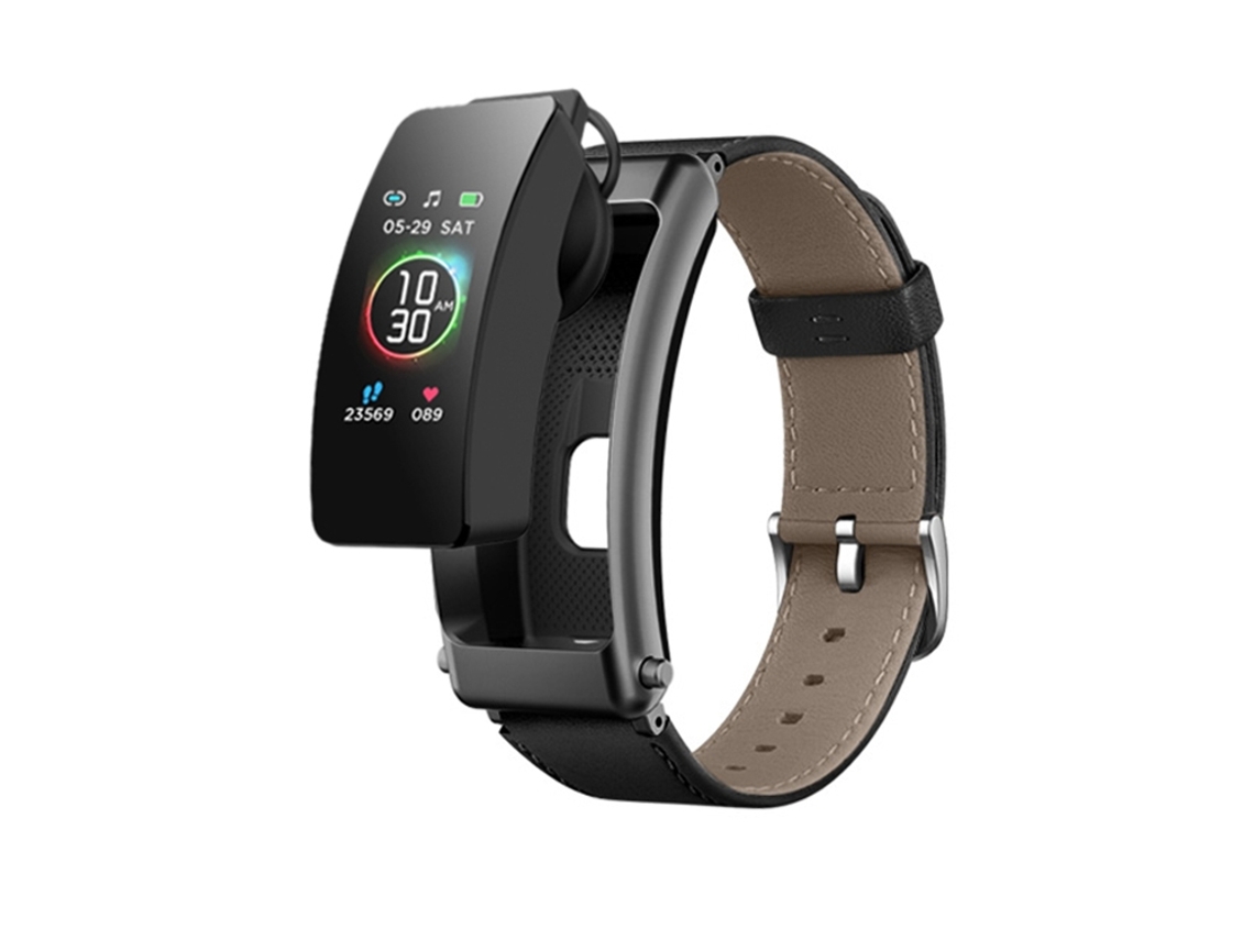 Auricular Desmontable De 0,96 Pulgadas, Correa De Cuero Impermeable, Reloj Inteligente Con Llamadas Bluetooth (negro)