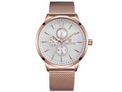 Reloj De Cuarzo Para Hombre Con Correa De Acero Resistente Al Agua Dial De Tres Ojos Oro Rosa