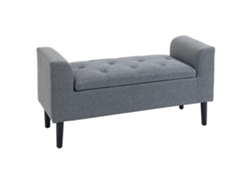 Banco de almacenamiento para ropa blanca, 116 cm, resistente, madera gris claro.