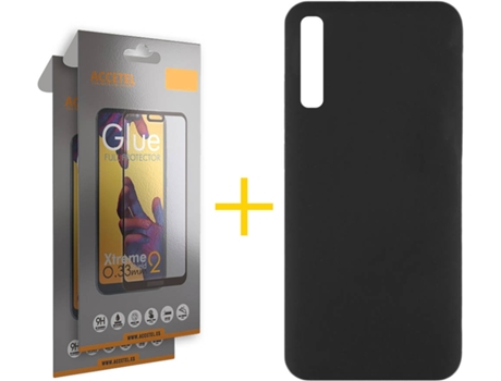 Kit Funda + 2 Protectores de Pantalla Samsung Galaxy A30s ACCETEL Full Silicona Líquida (Negro)