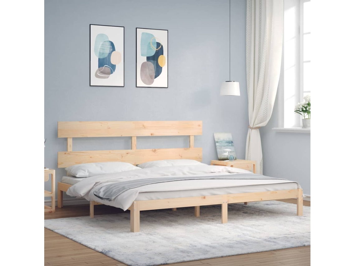 Estructura De Cama Sin Colchón Madera Maciza De Pino 200x200 Cm