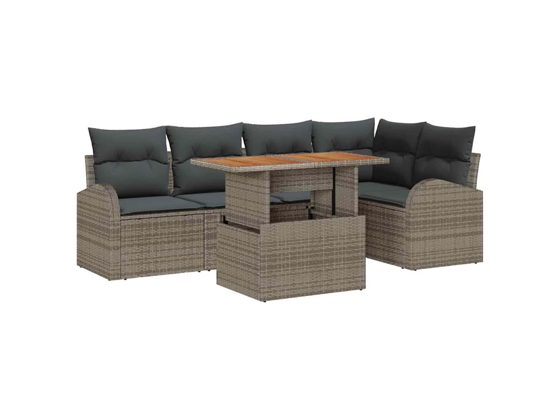 Maison Exclusive - Conjunto de sofás de jardín con cojines de mano, 6 piezas, gris