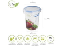 Recipiente Hermetico Plastico Redondo 440 ml.  Ø 9.5x12.5 (Alt.) cm ORYX