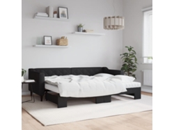 Sofá Cama Nido Con Colchón Tela Negro 80x200 Cm