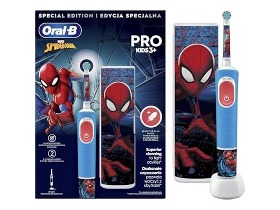 Cepillo De Dientes Eléctrico Oral B Vitality Pro Kids Spiderman Multicolor Estuche De Viaje Incluido