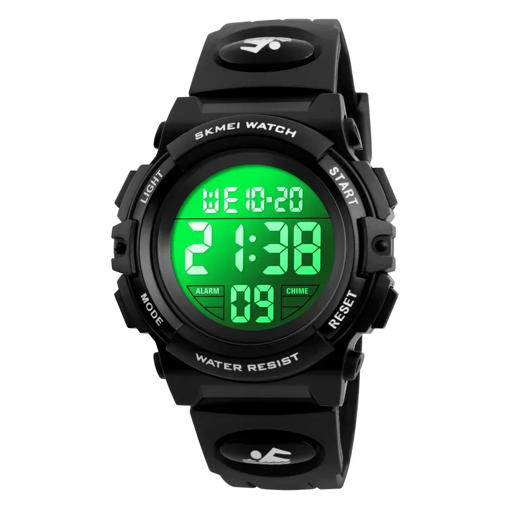 Reloj Despertador Infantil (negro), Resistente Al Agua Hasta 5 Bares, Pantalla Led.