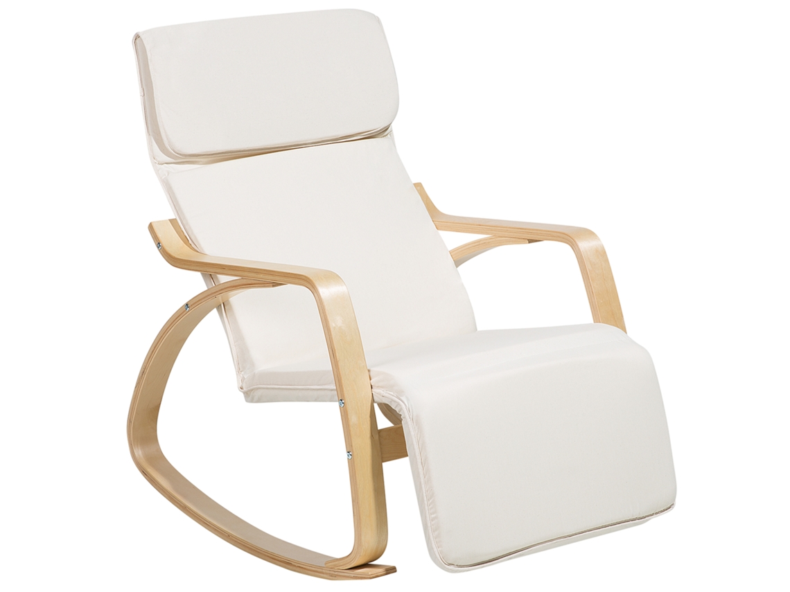 Silla mecedora BELIANI Weston de Poliéster Beige 68x82x96