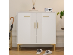Aparador Moderno 80x35x79,5 Cm - Con 2 Puertas, 2 Cajones, Tiradores Y Patas Metálicas