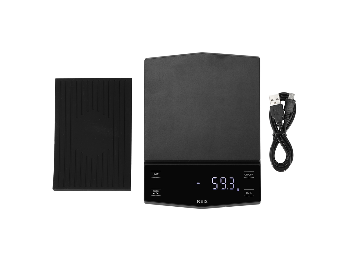 Báscula eléctrica de café de goteo manual con carga USB, pantalla LED y función de pesaje digital