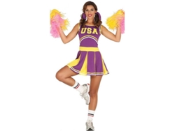 Disfraz de Mujer DISFRAZZES Cheerleader Usa Morado Y Amarillo (Talla: L)