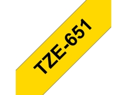Cinta laminada Compatible Brother Tze651 Texto Negro / Fondo Amarillo 24Mm X 8M