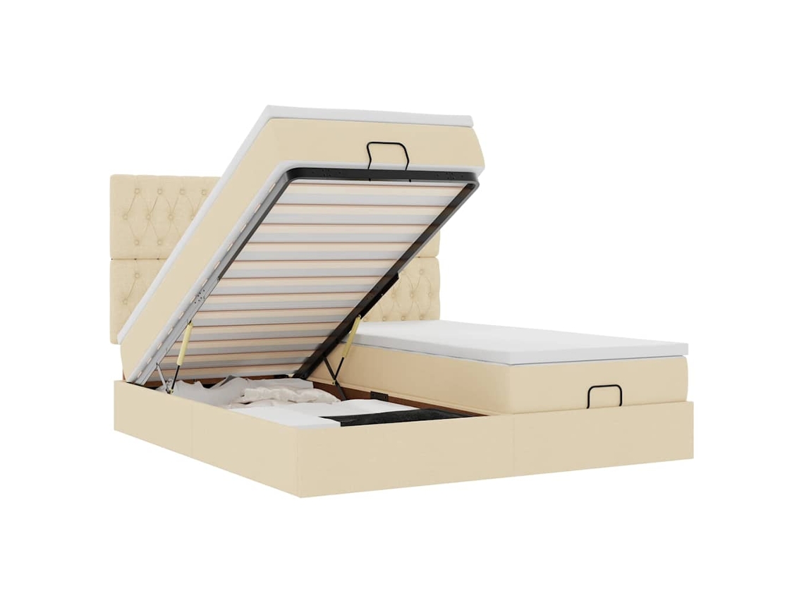 Maison Exclusive - Estructura De Cama Otomana Con Colchones Tela Crema 200x200cm
